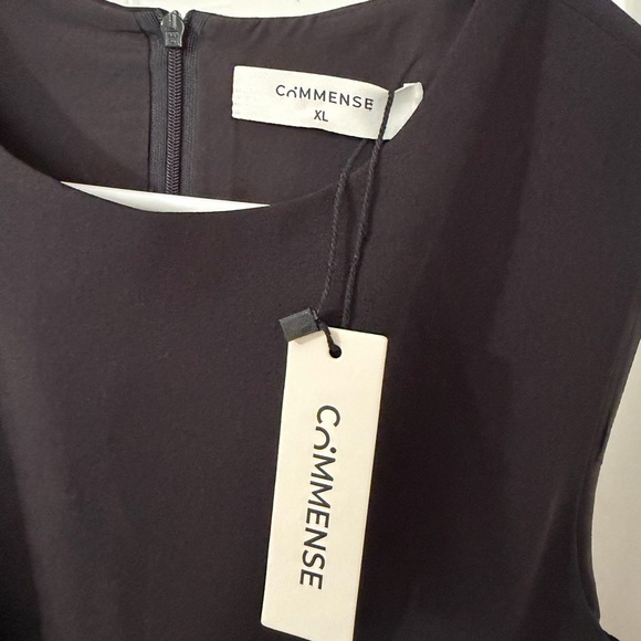 NWT COMMENSE Pleated Hem Black Mini Dress Size XL - Picture 3 of 4